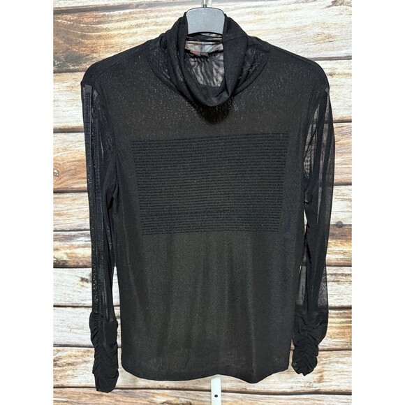 Y2K Mesh Top Grunge Glam Goth 2000s Rhinestones Art to Wear Medium Black - Picture 5 of 12